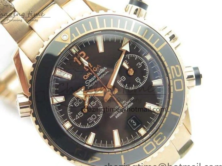 0328 Seamaster Pro Chrono RG Best Edition Black Ceramic Black Dial On RG Bracelet A ComfortFit 8130